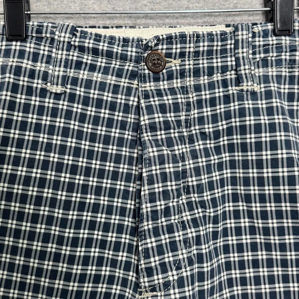 Abercrombie Fitch Men's 34 Blue Plaid Button Fly Drawstring Shorts Y2K Skater